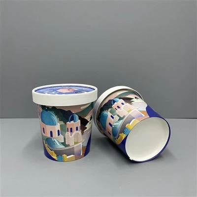 كوب آيس كريم ورقي 16 أونصة مع غطاء